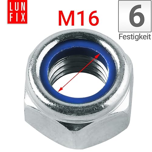 Sicherungsmuttern M10-1 kg (ca.98 Stk.) DIN 985 Selbstsichernde Muttern mit Nylonring verzinkter Stahl Stopmuttern Sechskantmuttern - Cheap-Us