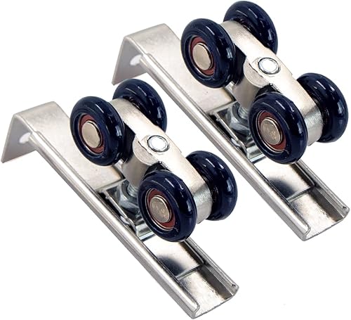 Schiebetürbeschlag Laufrollen Schiebetüren Laufprofil Laufschiene - Aluminiumlegierung Rollen Pulley Tür Schiebetür für Innenbereich, Durchgangstüren, Holztüren, Glasschiebetüren, 2 Stück Blau - Cheap-Us