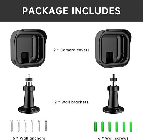 [2 Pack] Blink Outdoor Kamera Wandhalterung Halterung, Blink Kamerahalterung 360° verstellbare Schutzhülle Gehäuse Halterung Standfuß Sockel Zubehör für Blink Kamera System, Schwarz - Cheap-Us