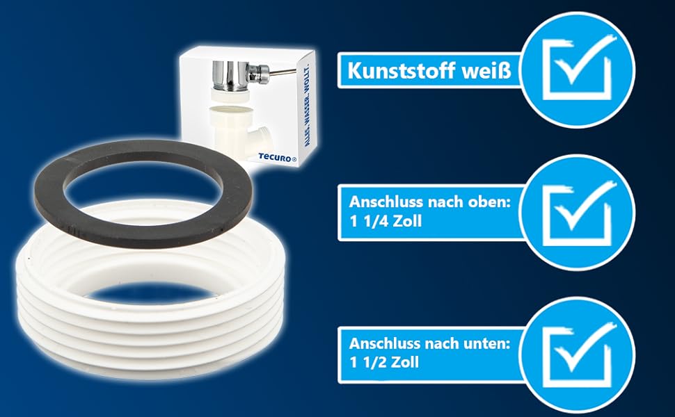 tecuro Reduzierstück für Siphon-Ablauf 1 1/4 IG x 1 1/2 AG