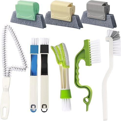 LHOEST 9 Stück Fensterrillen Reinigungswerkzeug, Jalousien Reinigungsbürste für Fenster Putzen zur Küche Badezimmer, Bürste Reinigung Set für Aller Ecken und Lücken, Fensterschlitze - Cheap-Us