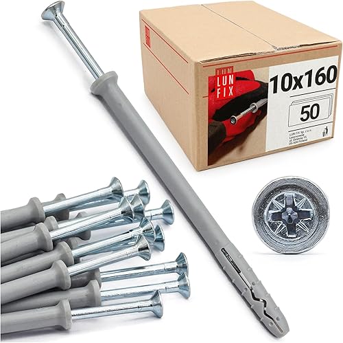 Lun Fix Schlagdübel 6,0x40mm -Nageldübel 200 Stük - Dübel Schraube - Rahmendübel - Schnellmontage Dübel - Schlagschraube - Senkkopf - Cheap-Us