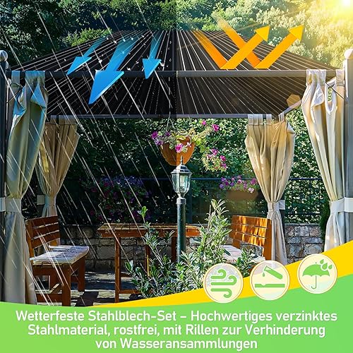Ansobea Profilblech 12x Trapezblech Dachplatten Wellblechplatten für Dach 129x46cm = 7m² Metall Dachblech Blech für Carport Gerätehaus, Grün - Cheap-Us
