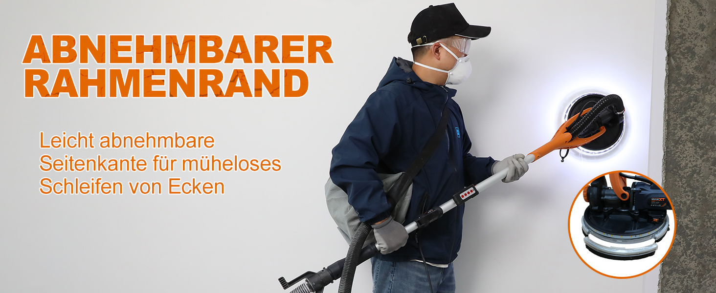 Wandschleifer - Abnehmbarer Chassiskante - Vertikales Schleifen
