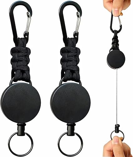 LISOPO 2pcs Schlüsselanhänger Ausziehbar Schlüsselband Ausweis Jojo Schlüsselanhänger Keyholder Band mit Karabiner und Paracord - Cheap-Us