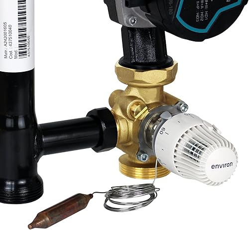 ENVIRON- Heizkreispumpengruppe EN002 DN25 mit Hocheffizienzpumpe, Drei-Wege-Mischer und Thermostatkopf 20-70°C | Made in Germany | Heizung Fußbodenheizung (Environ Ecostar 25/6) - Cheap-Us
