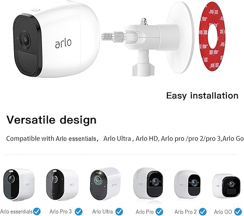 HOLACA Wandhalterung für Arlo Pro 4/3/2, Arlo Ultra 2/1, Eufycam 1/2/2C/2C Pro/3/3C/E, Reolink mit schraubenlosem und VHB Stick On Starke Klebehalterung, weiß 2 Stück - Cheap-Us