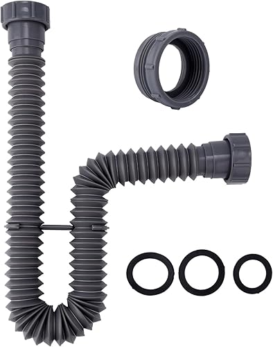 Waschbecken Ablaufgarnitur Set, Flexibles Abflussrohr Waschbecken 3,8 cm Erweiterbarer Flexibler P-Trap 19–45 cm Flexibles Abflussrohr für Spülbecken für Badezimmerspülen Küchenspülen - Cheap-Us