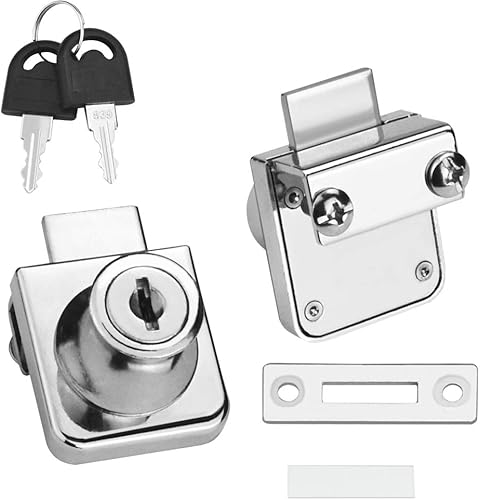 SNAGAROG 2 Stück Glasschrankschloss Einzelnes Glastürschloss Cam Lock Schrankschloss Glasvitrineschloss Möbelschloss Glastüren Sicherheitsschloss mit 4 Schlüssel für Türschrank Schlüssel Vitrine - Cheap-Us