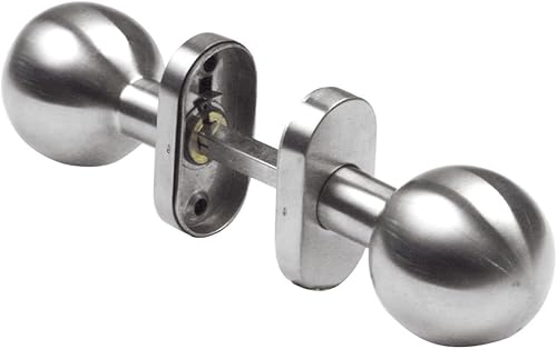 Amig - Drehknauf-Set für Türen, Mod. 11ALGR | Ø 62 x 77 mm | mit Rosettenblende, ergonomischer Griff, inkl. Diebstahlschutzschrauben | ohne Feder | Edelstahl 18/8 matt - Cheap-Us
