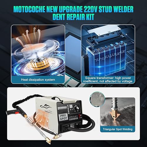 220V Auto Karosserie Ausbeulmaschine Schweißgerät - MOTOCOCHE 1800 Watt 6 Modus Punktschweißgerät Dellenabzieher Bolzenschweißer Dellenreparaturset 3500A Digitales Panel Ausbeulspotter Karosserie - Cheap-Us