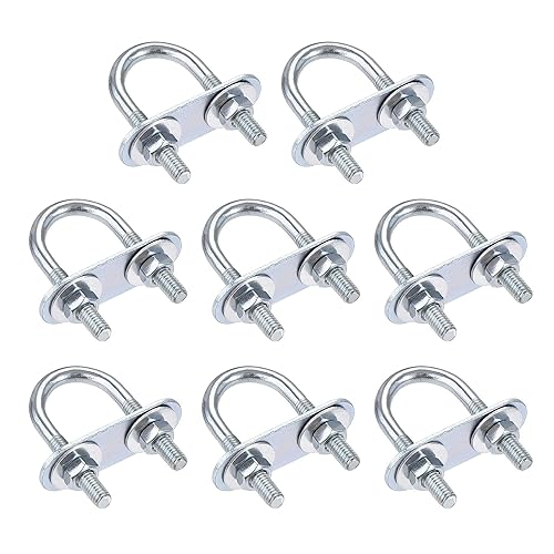 sourcing map 8 Satz Runde U-Bolzen U Bügelschrauben Bügelbolzen Stahl M6 mit Mutter Platte Scheiben 34mm Innen 75mm Lang - Cheap-Us