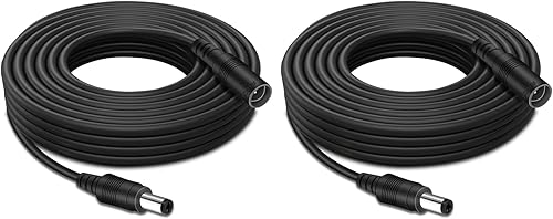 Tonton 2M/6FT DC Verlängerungskabel 2PACK, 5.5mm x 2.1mm Kabel Verlängerung für LED Stripe, Router, Überwachungskameras, Auto, Monitore, DVR NVR CCTV Set, DC Anschlusskabel, Schwarz 2M (2er Pack) - Cheap-Us
