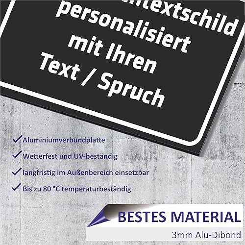 INDIGOS UG - Schilder - WUNSCHTEXT Schild - Edelsstahllook - Alu-Dibond 8 Größen - personalisiert mit Text - Schrift - für Garage, Hotel, Parkplatz, Schule, Carport, Firma - individuell - Cheap-Us