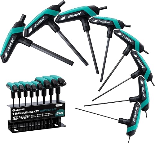 LIBRATON T-Griff Schlüssel-Satz, Metrisch T Griff Schraubendreher Set, 2,0 mm-10 mm T-GrifInnensechskant Stiftschlüssel mit Quergriffen, Auto-Fahrrad-Reparaturwerkzeug, 8tlg mit Aufbewahrungsregal - Cheap-Us