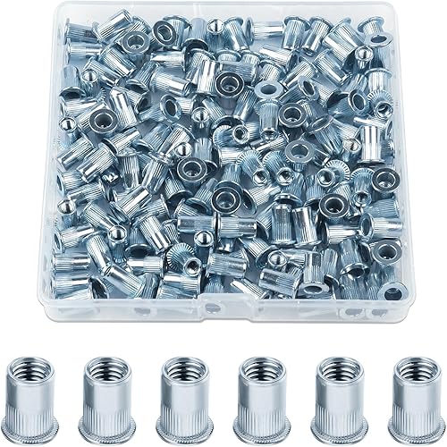 100 Stück Nietmuttern M5, Jeboler Blindnietmuttern M5 Flachkopf Einziehmuttern Gewindenieten, Verzinkt Stahl Hülsenmutter Rivet Nutsert Gewindehülse für Metallplatten Rohre usw. - Cheap-Us