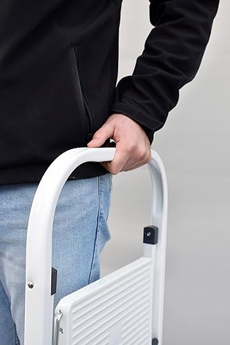 Drabest 2 Stufen Tritthocker Stahl Leiter Klappbar Rutschfester Tragehocker Sicherheit Trittleiter - Cheap-Us