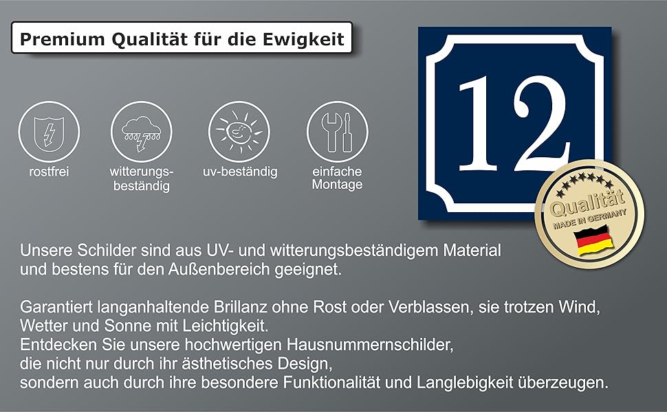 Hausnummer in BLAU im Retro Design