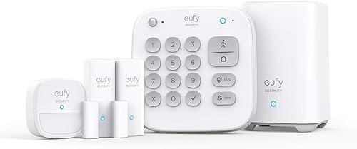 eufy Security 5-teiliges Smart Home Set, Sicherheitssystem mit Bewegungssensor, 2 Diebstahl-Sensoren, Alarmsystem, mit App, kompatibel mit eufyCam, Steuert andere HomeBase Überwachungsgeräte - Cheap-Us