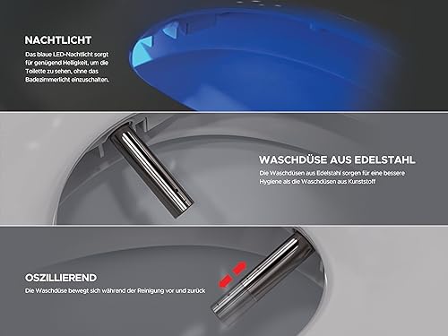 LEEVENTUS Elektronisches Bidet - J430, Standard Version, mit seitlichem Bedienelement & selbstleerender Wassertank-Technologie, energiesparender Dusch WC Aufsatz aus Korea - Cheap-Us