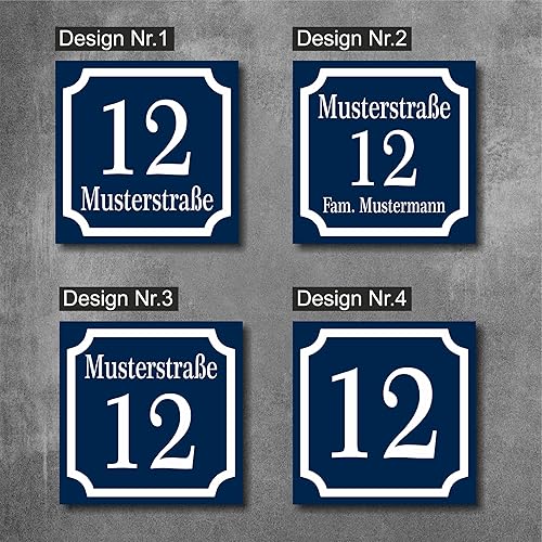 RETRO Hausnummernschild von EDS-Werbemedien - Hochwertiges Hausnummer Schild in BLAU - Individuell personalisierbares Haus Nummernschild aus UV- und witterungsbeständigem Material - Cheap-Us