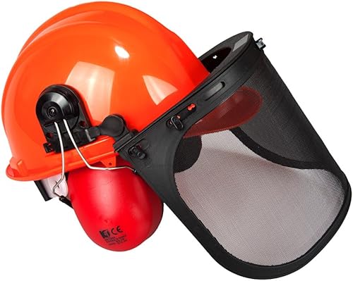 Viwanda oranger Forsthelm Forstschutzhelm mit Maschenvisier und Kapselgehörschützer | Kettensäge Sicherheitshelm | Netzvisier - Cheap-Us