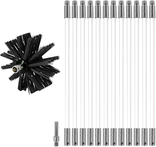 MOCNT Kaminbürste Stange Set Ofenrohrbürste Reinigungsbürste Schornsteinbürste Schornsteinfegerbesen Kaminbesen für Kamin Trockner mit 9 flexiblen Stangen 1 Bürstenkopf - Cheap-Us