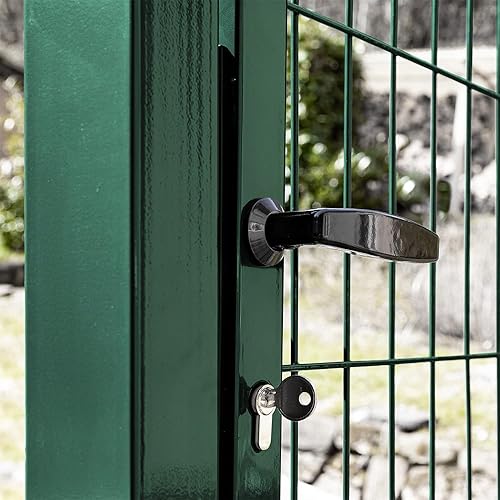 V2Aox Gartentor Tor für Gartenzaun Zaun 80 cm hoch Gartentür aus Metall für Stabmattenzaun Abschließbar inkl. Pfosten Grün - Cheap-Us