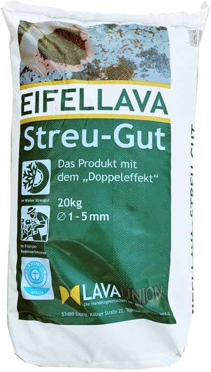 Eifellava Streu-Gut 20 kg | Lavagranulat | 1-5 mm | Streugranulat | Umweltfreundliche Alternative zu Streusalz | Ohne Salz - Cheap-Us