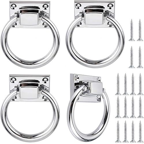 JuxYes 4 Stück 80 mm Stuhllehner Schrankgriff Ringe Modern Holz-Türklopfer Runde Stuhl Rückenlehne Griff für Stühle Ottomane Schranktür (Silber) - Cheap-Us