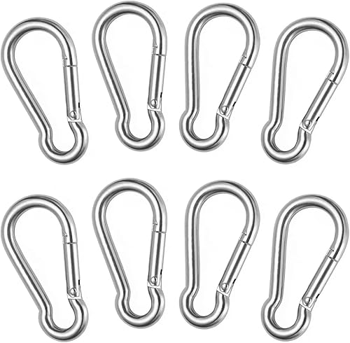 VFANDV Karabinerhaken, 8 Stück Karabiner 6x60mm Karabinerhaken 304 Edelstahl Karabiner mit Belastbarkeit von 140 KG Carabiner für Schlüsselanhänger Rucksack Hundeleine Hängematte Camping Reisen - Cheap-Us
