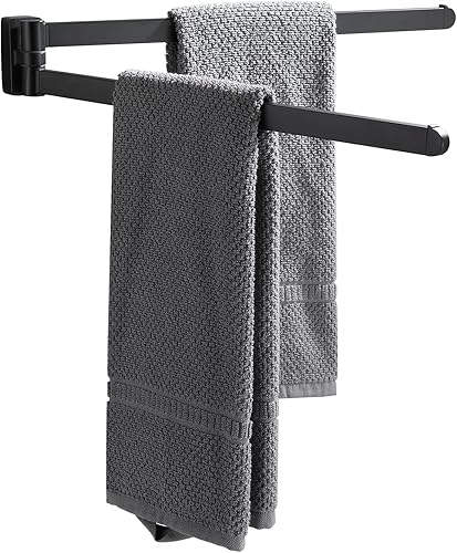 BGL Verchromter Handtuchhalter, Edelstahl, Wandmontage, Handtuchhalter mit 2 Schwenkstangen - Cheap-Us