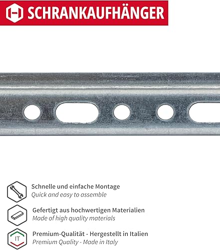 Gedotec Schrankaufhänger Stahl verzinkt H10323 | 2 Stück Schrankhalter zum Schrauben Länge: 35,7 x 2,6 cm | Möbelaufhänger | Aufhängeschiene Metall | Schrankträger stabil | Schrankträger | Schwerlast - Cheap-Us