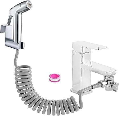 Bidet Handbrause Set, ABS-Kunststoff, Baby-Stoffwindel-Sprühset mit Wasserhahn-Spender, Doppelstrahl-Modus, Düse,Federschlauch, Wandhalterung - Cheap-Us