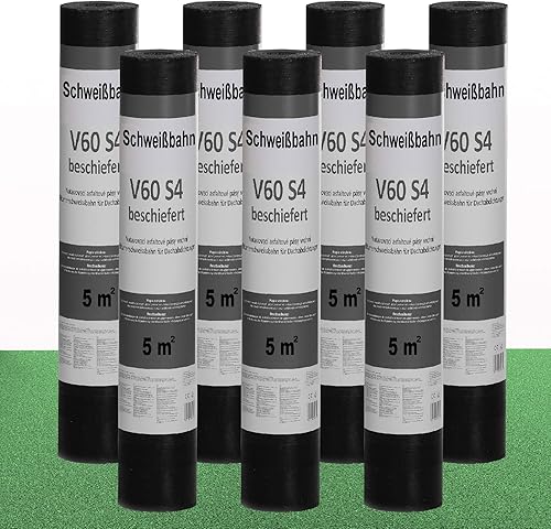 Isolbau Schweißbahn V60 S4 beschiefert - Bitumenbahn mit Glasvlies-Einlage zur Dachabdichtung - Grün, 7 x 5 m² Rolle - Cheap-Us