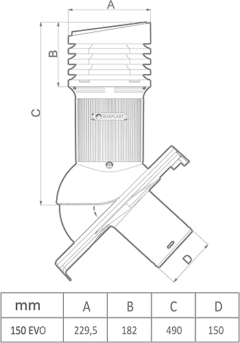 Entlüfterkamin EVO DN150 für Braas - Taunus Dachziegel Dachlüfter Lüfter (RAL 9005 - Schwarz) - Cheap-Us