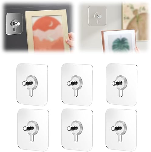Klebenagel,Bilder Aufhängen Ohne Bohren,Klebehaken Bilderrahmen, Bildaufhänger Selbstklebend für Bilder, Poster, Fotos, Dekorative Gemälde (6) - Cheap-Us