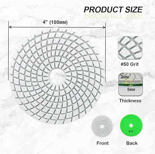 SANLEETEK Nass Diamant Polierpad 100mm 6 Stücke Körnung 400 Polierscheiben für Granit Marmor Kunststein Quarz für Winkelschleifer - Cheap-Us