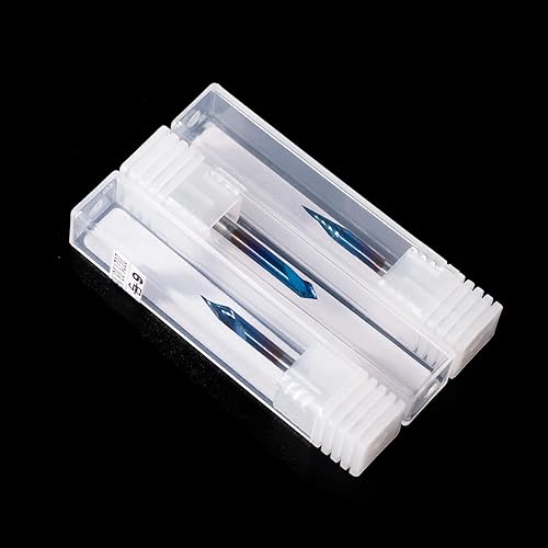 FoxAlien 3 Stück 20/30/60 Grad 0,1 mm 2-schneidige Spiralgravur V-Bit Set für Holzschnitzerei Fräsen, 1/8 Zoll Schaft CNC-Frässtifte, Nano-blaue Beschichtung, Schnitz-Bit für Holz, MDF, - Cheap-Us