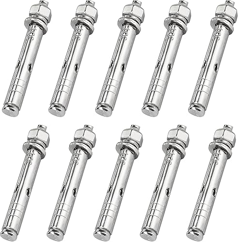 10 Stück Dehnschrauben, Sechskantmutter, Dehnhülse, Ankerbolzen, robuste Befestigungsanker, Edelstahlanker, Dehnbolzen, Muttern (M8 x 80 mm) - Cheap-Us