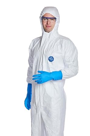 25 Stk. DuPont Tyvek 500 Xpert Chemikalienschutzkleidung mit Kapuze, KategorieII, Typ 5-B und 6-B Robust und Leicht Weiß Größe XXL - Cheap-Us