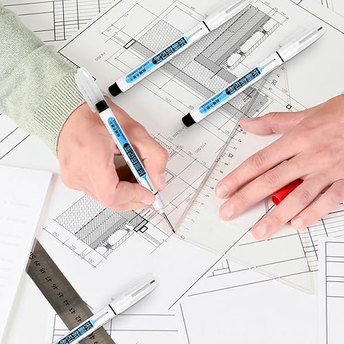 dentedeleao Tieflochmarker, 10 Stück Bohrlochmarker, 20mm Spitze Lochmarkierer Markierungsstifte Baustelle Tischler Stift für Wand Metall Holz Betonfliesen (Schwarz) - Cheap-Us