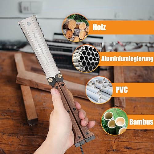 oumuik Japansäge Doppelseitige Faltung Handsäge SK85 Werkzeugstahlmaterial 180° klappbare Ablage Kleine Holzsägen für den Hausgebrauch Für das Sägen im Garten für das Sägen im Freien - Cheap-Us