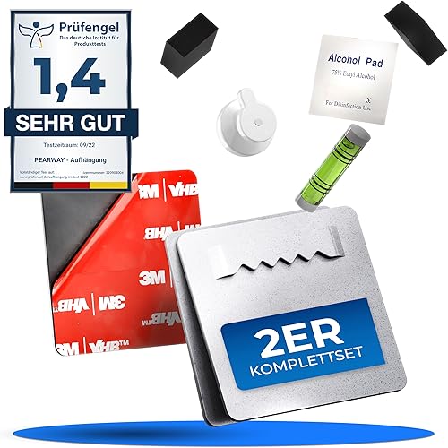 PEARWAY Bilderhaken Selbstklebend extra stark I ORIGINAL 3M Kleber I Bilder Aufhängen ohne Bohren I Bildaufhänger Selbstklebend für Acrylglasbilder I Klebehaken Bilder I Bilderhalter 4x4 (4er Set) - Cheap-Us