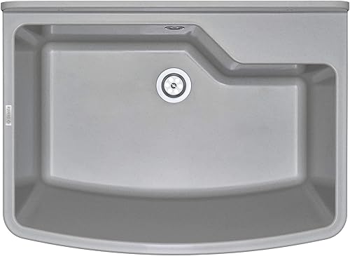 VBChome Ausgussbecken 50 x 35 x 25 cm Grau 1-Becken Spülbecken Polystyrol An Der Wand Montiert Widerstandsfähig Modern Garten Allzweckraum - Cheap-Us