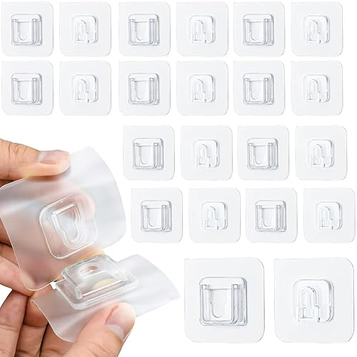 Klebehaken 20 Paar Set Transparent，Klebehalterung, kein Bohren erforderlich, selbstklebende doppelseitige Wandhaken，abnehmbar, geeignet für Küche, Bad, Wohnzimmer - Cheap-Us