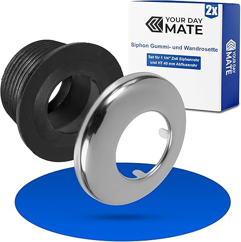 Siphon Gummimanschette, 1 Stück, aus Gummi, NW 30/50, für DN50 HT Abflussrohr Innen Ø 50 mm und 1 ¼' Siphon Rohr außen Ø 28-32 mm, Gumminippel mit Ø 55 mm Anschlag, 25 mm lange Siphondichtung - Cheap-Us