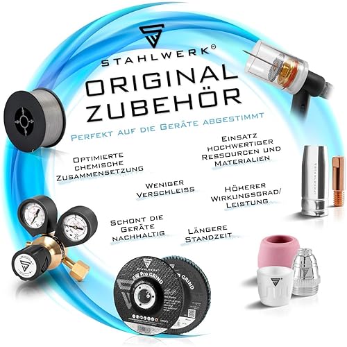STAHLWERK WP-26 WIG Schweißzubehör Schweißgerät Verschleißteile: Spannhülsen + Gehäuse + Keramikdüsen + Wolframelektroden für WP SR Binzel 17 18 26 WIG-Schweißbrenner, Set 36-tlg. - Cheap-Us