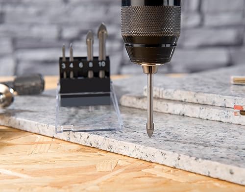 AGT Professional Glasbohrer: 5-teiliges Bohrer-Set für Glas & Fliesen, 4/5/6/8/10 mm, sandgestrahlt (Keramikbohrer, Glasbohrer Set, Hartmetallspitze) - Cheap-Us