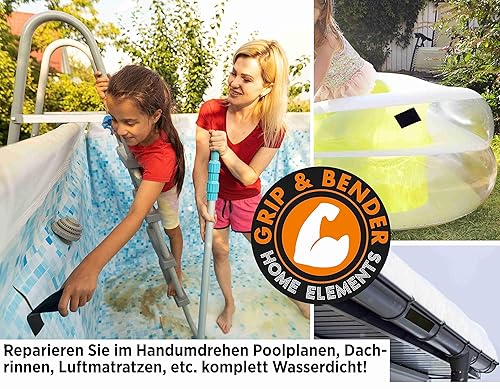 GRIP&BENDER PVC Reparatur-Klebeband (5Meter) Wasserdichtes Tape zum Abdichten – Selbstklebendes Flick-Set (56mm x 5m) - Cheap-Us